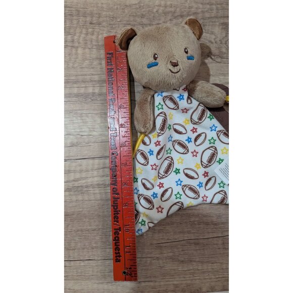 Baby Starters Plush Bear Lovey Football  Star Print Satin Back knotted Rattle - Picture 6 of 7